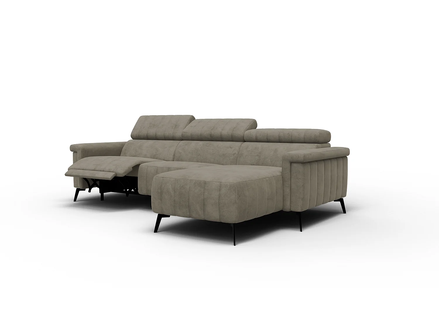 Canapé d'angle 4 places NORDEL, tissu beige foncé