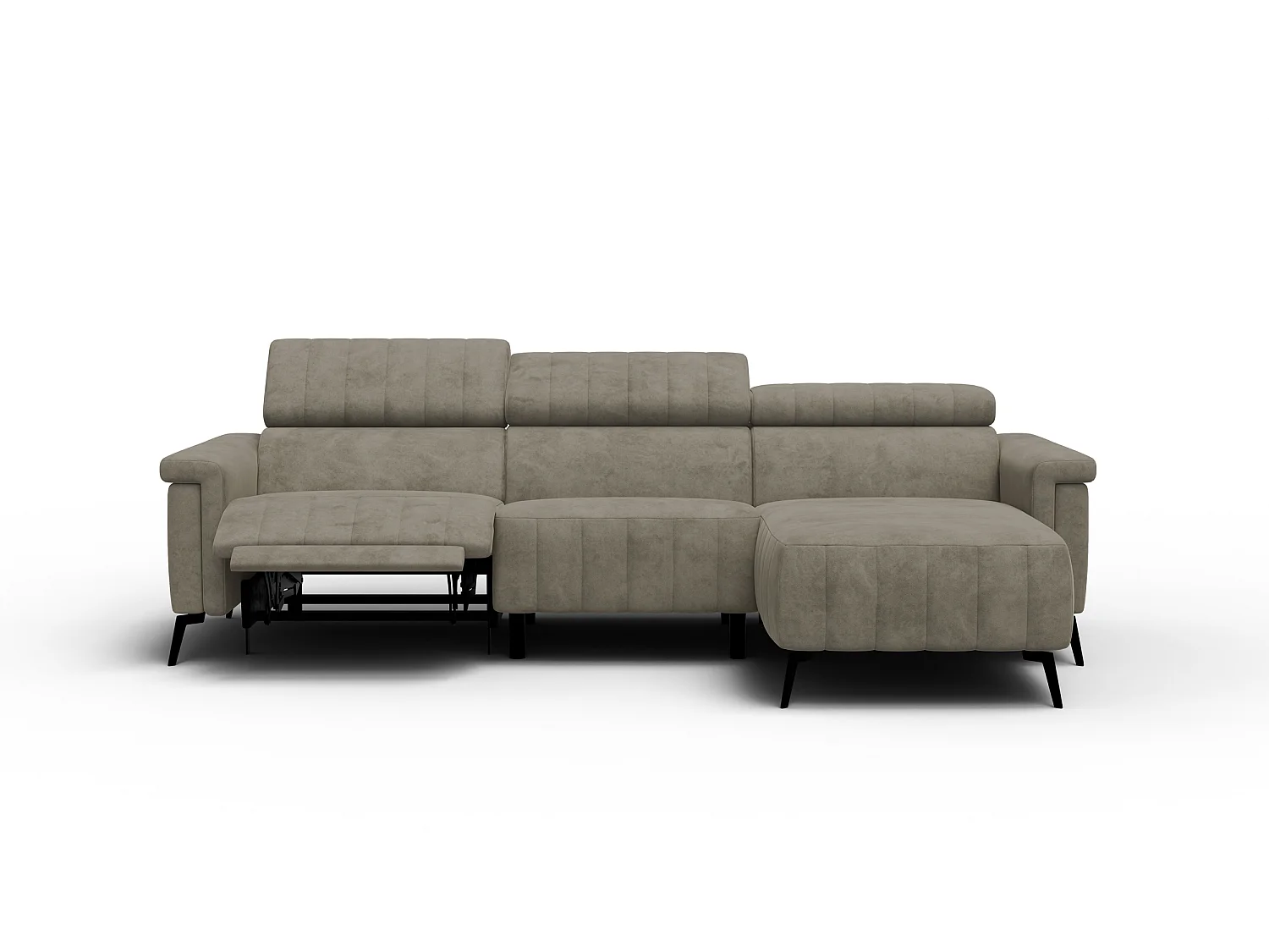 Canapé d'angle 4 places NORDEL, tissu beige foncé