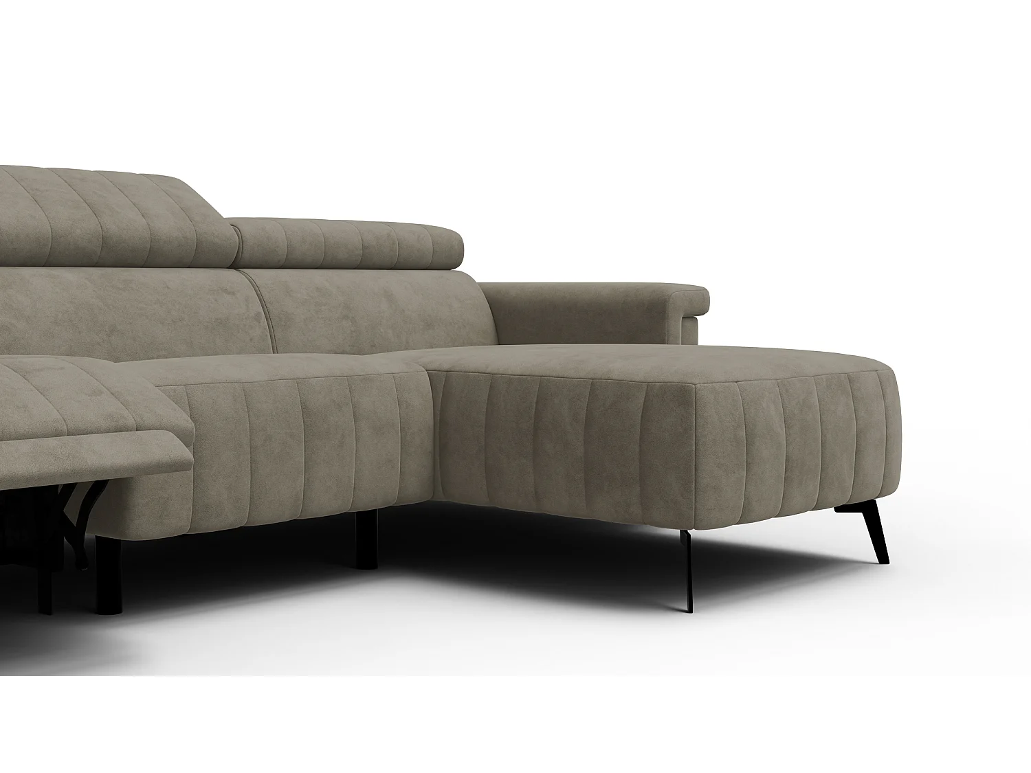 Canapé d'angle 4 places NORDEL, tissu beige foncé