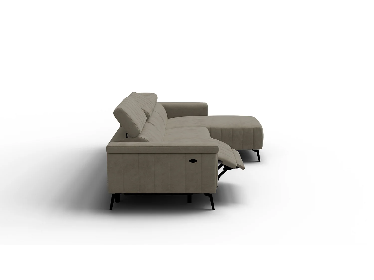 Canapé d'angle 4 places NORDEL, tissu beige foncé