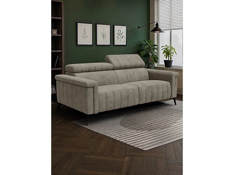 Canapé 3 places NORDEL, tissu beige foncé