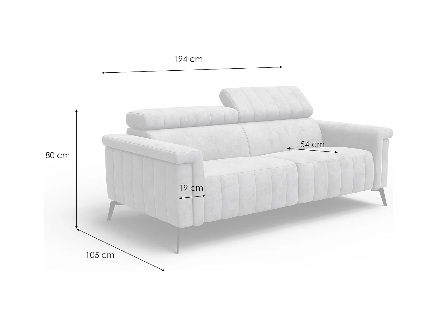 Canapé 3 places NORDEL, tissu beige foncé