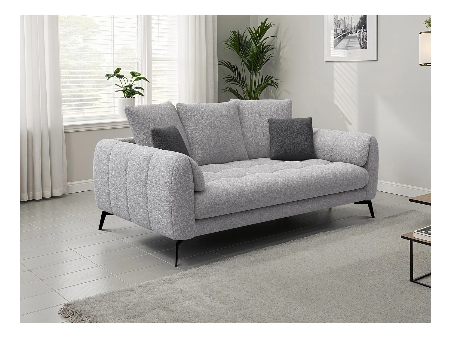 Canapé 2,5 places CALME, tissu gris clair