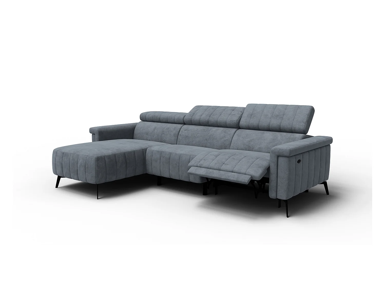 Canapé d'angle 4 places NORDEL, tissu gris foncé