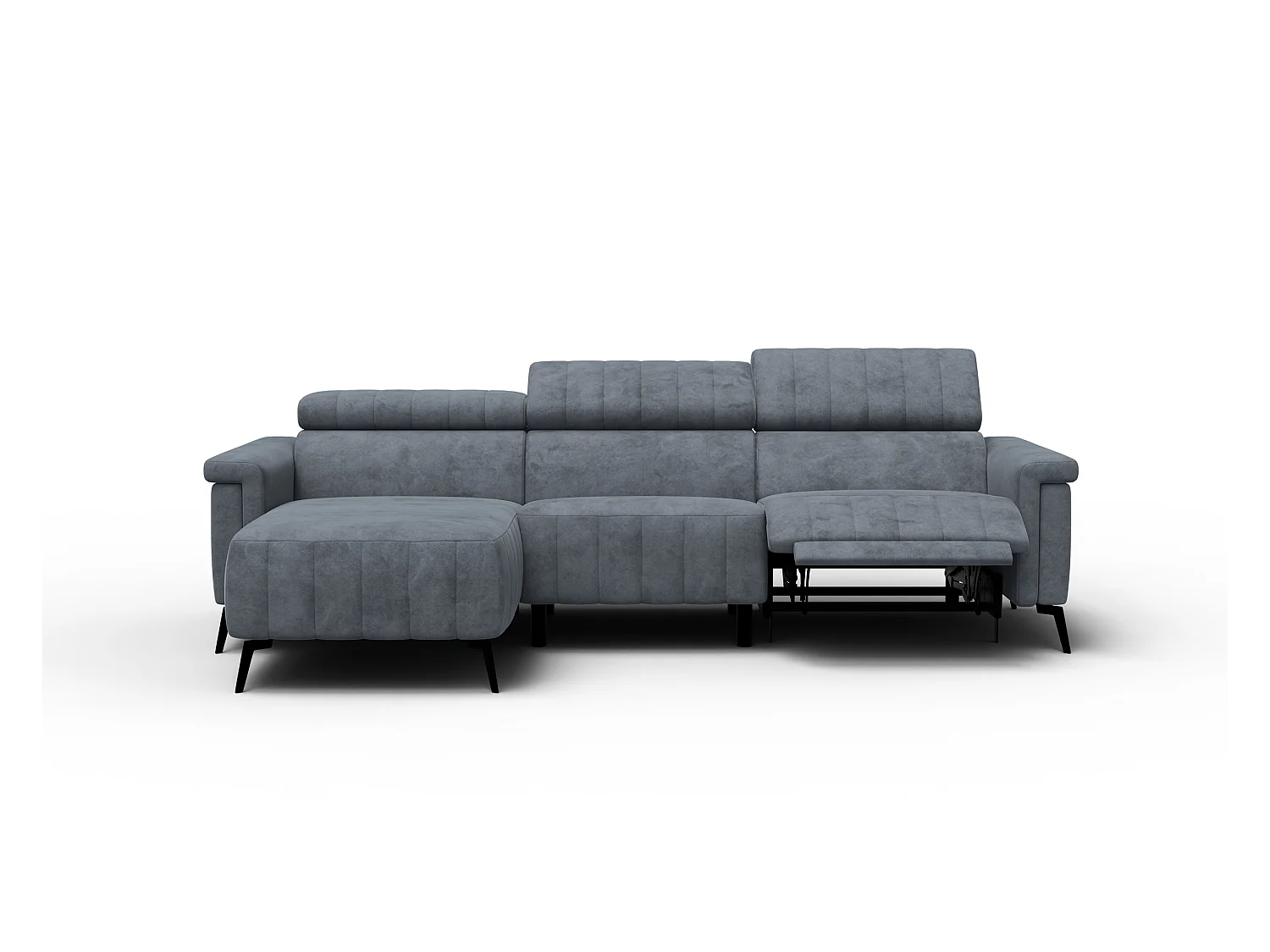 Canapé d'angle 4 places NORDEL, tissu gris foncé