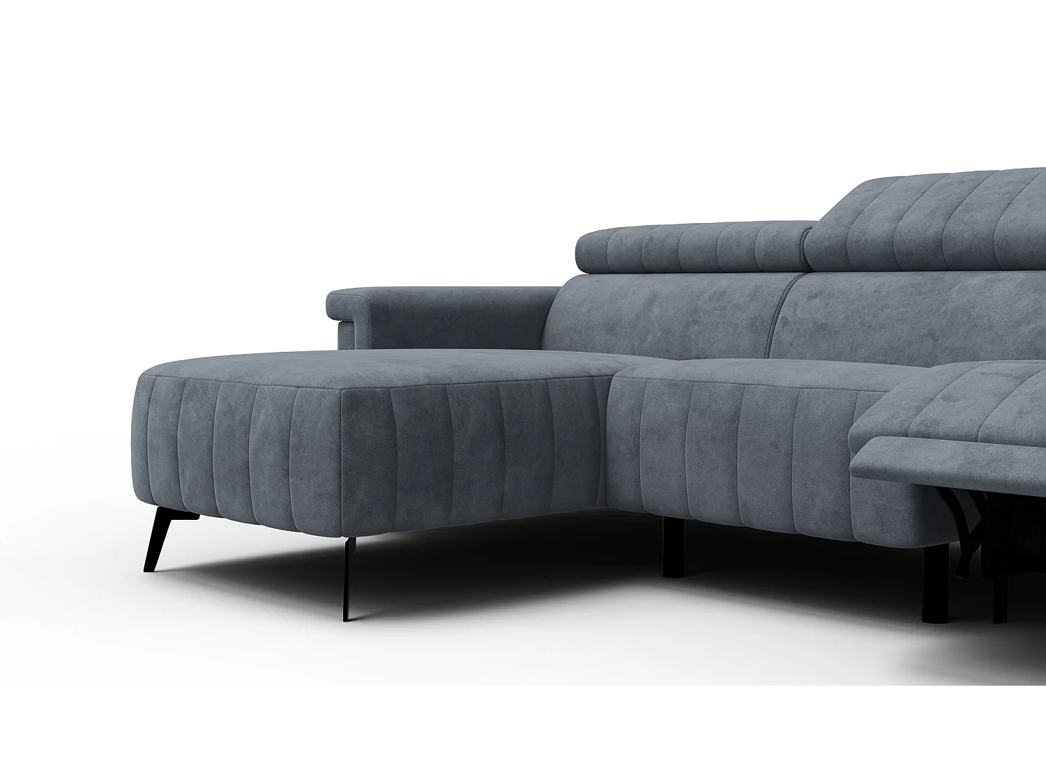 Canapé d'angle 4 places NORDEL, tissu gris foncé