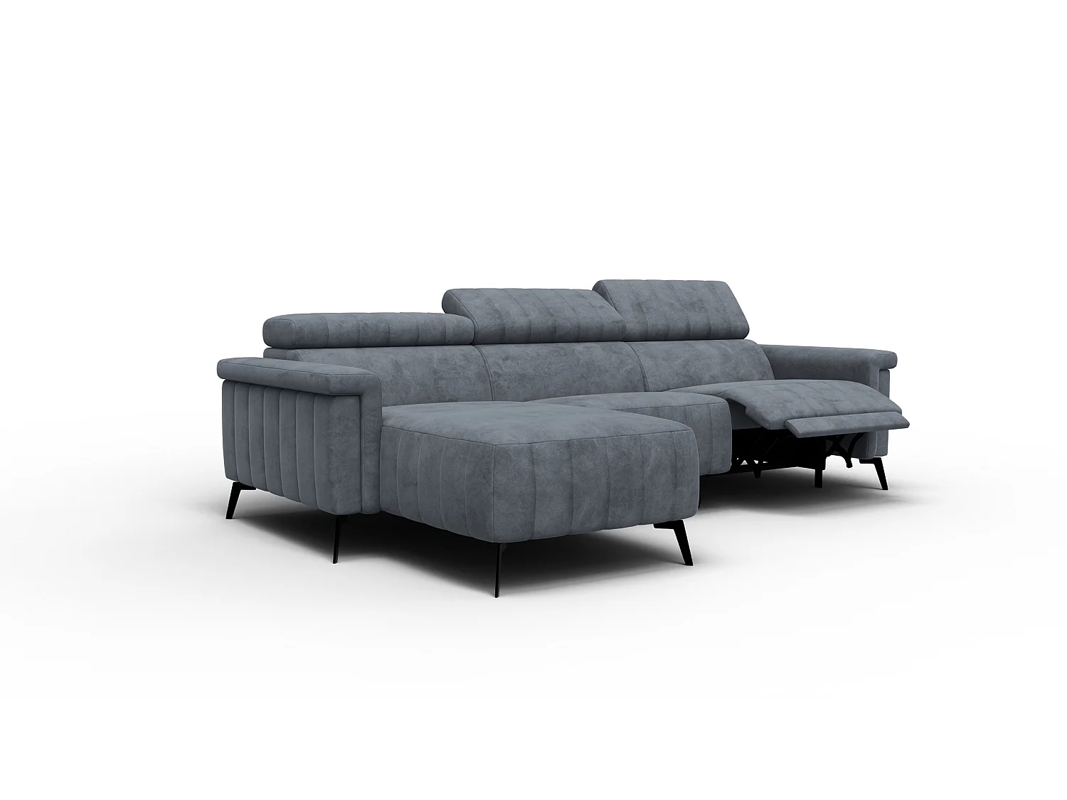 Canapé d'angle 4 places NORDEL, tissu gris foncé