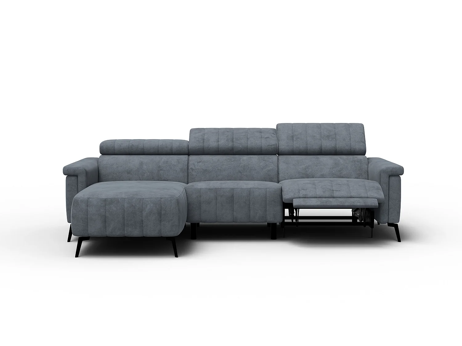 Canapé d'angle 4 places NORDEL, tissu gris foncé