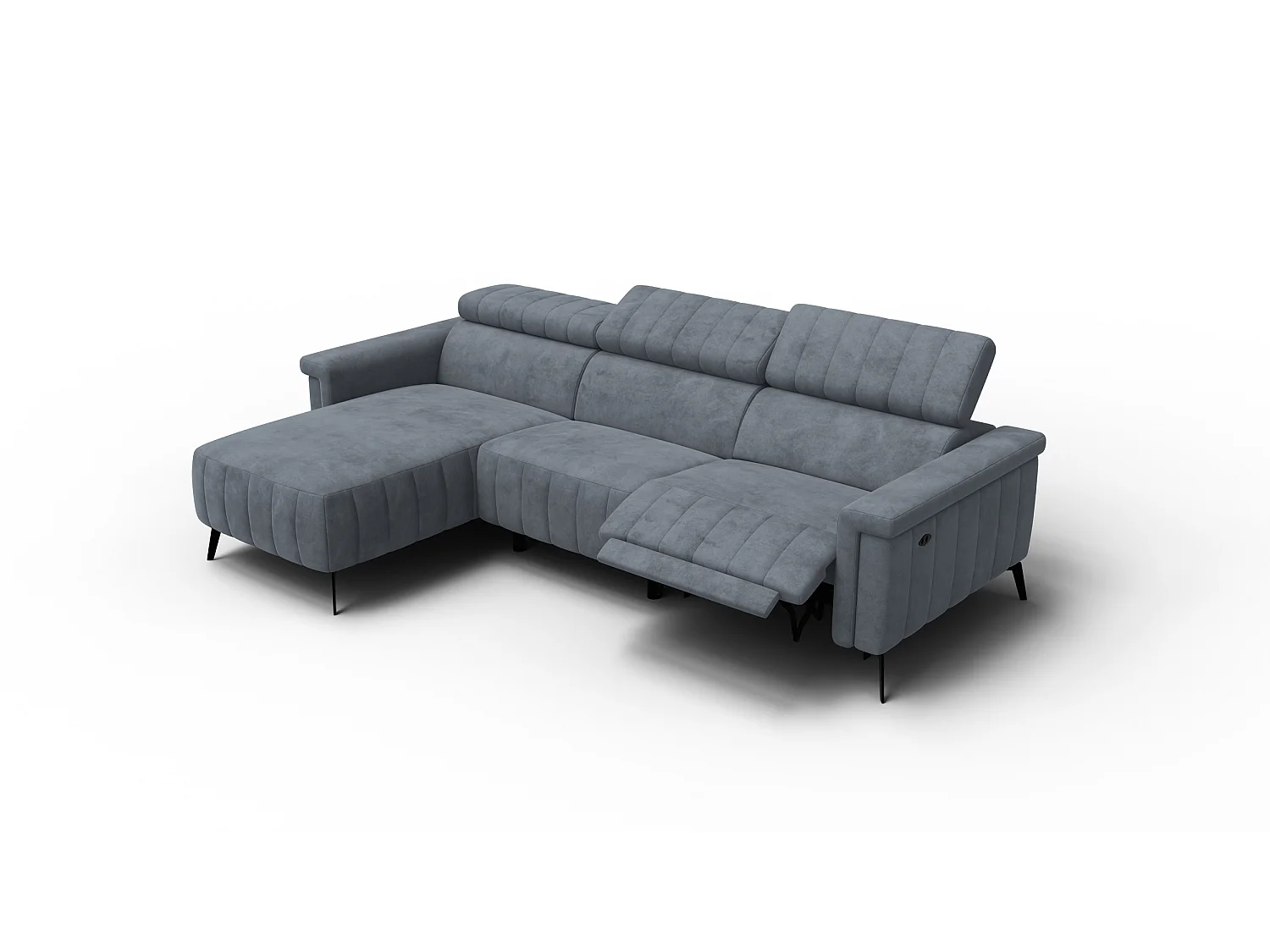 Canapé d'angle 4 places NORDEL, tissu gris foncé