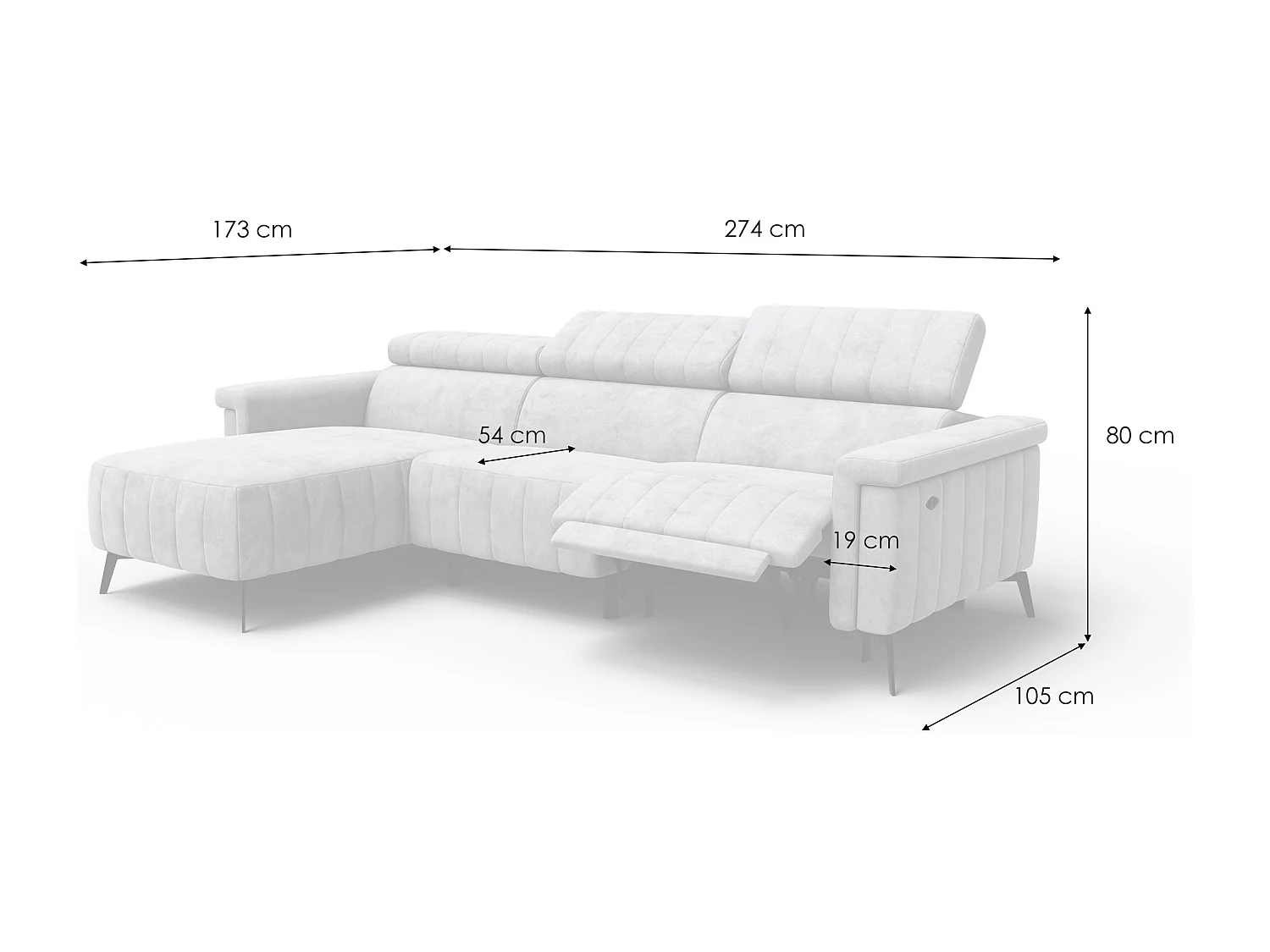 Ecksofa 4-Sitzer NORDEL, dunkelgrau