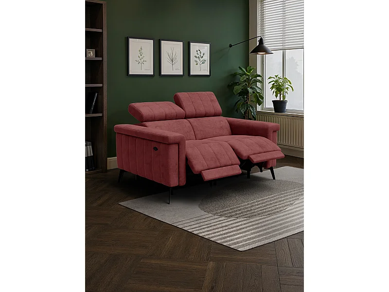 Canapé relax 2 places NORDEL, tissu bordeaux