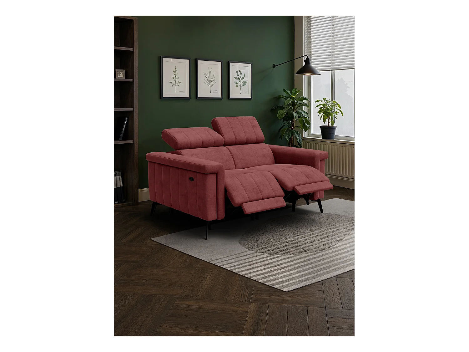 Canapé relax 2 places NORDEL, tissu bordeaux