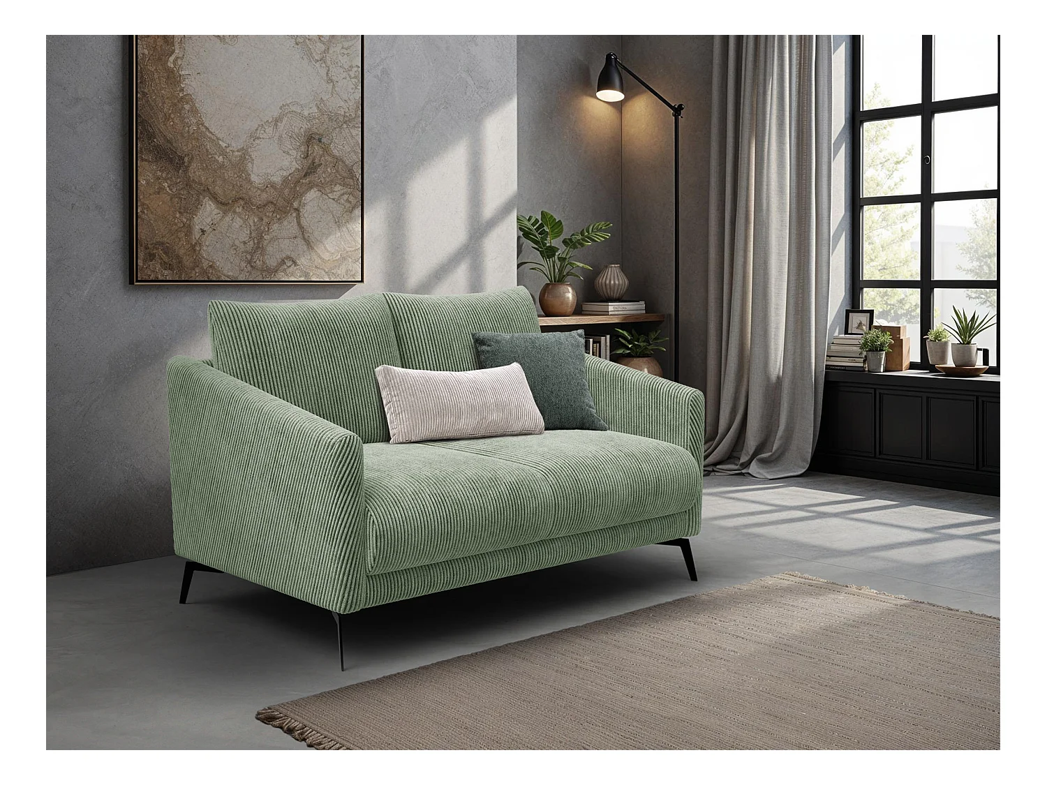 Canapé 2 places VILT, tissu sauge