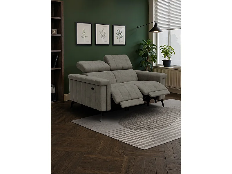 Canapé relax 2 places NORDEL, tissu taupe