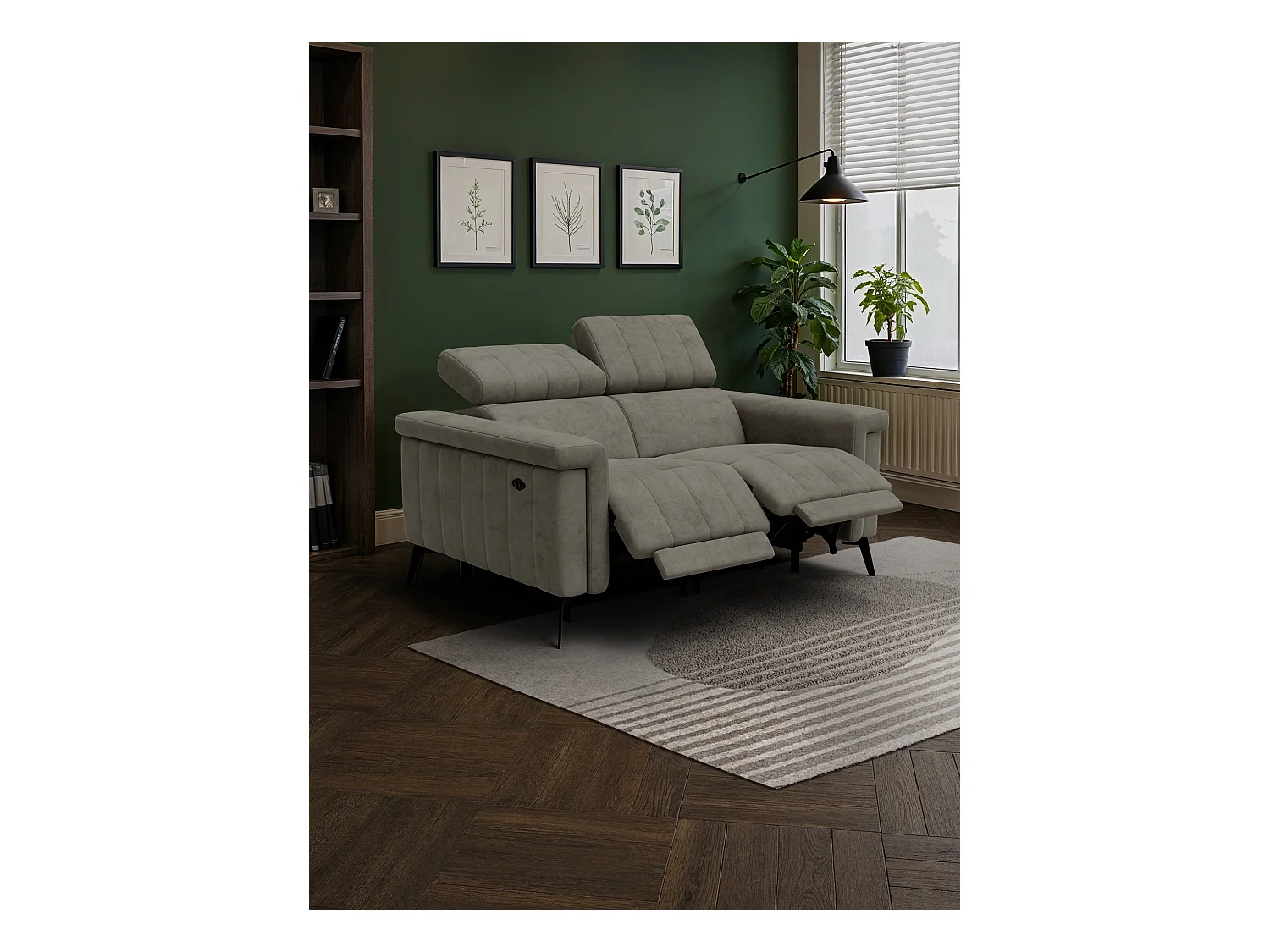 Canapé relax 2 places NORDEL, tissu taupe