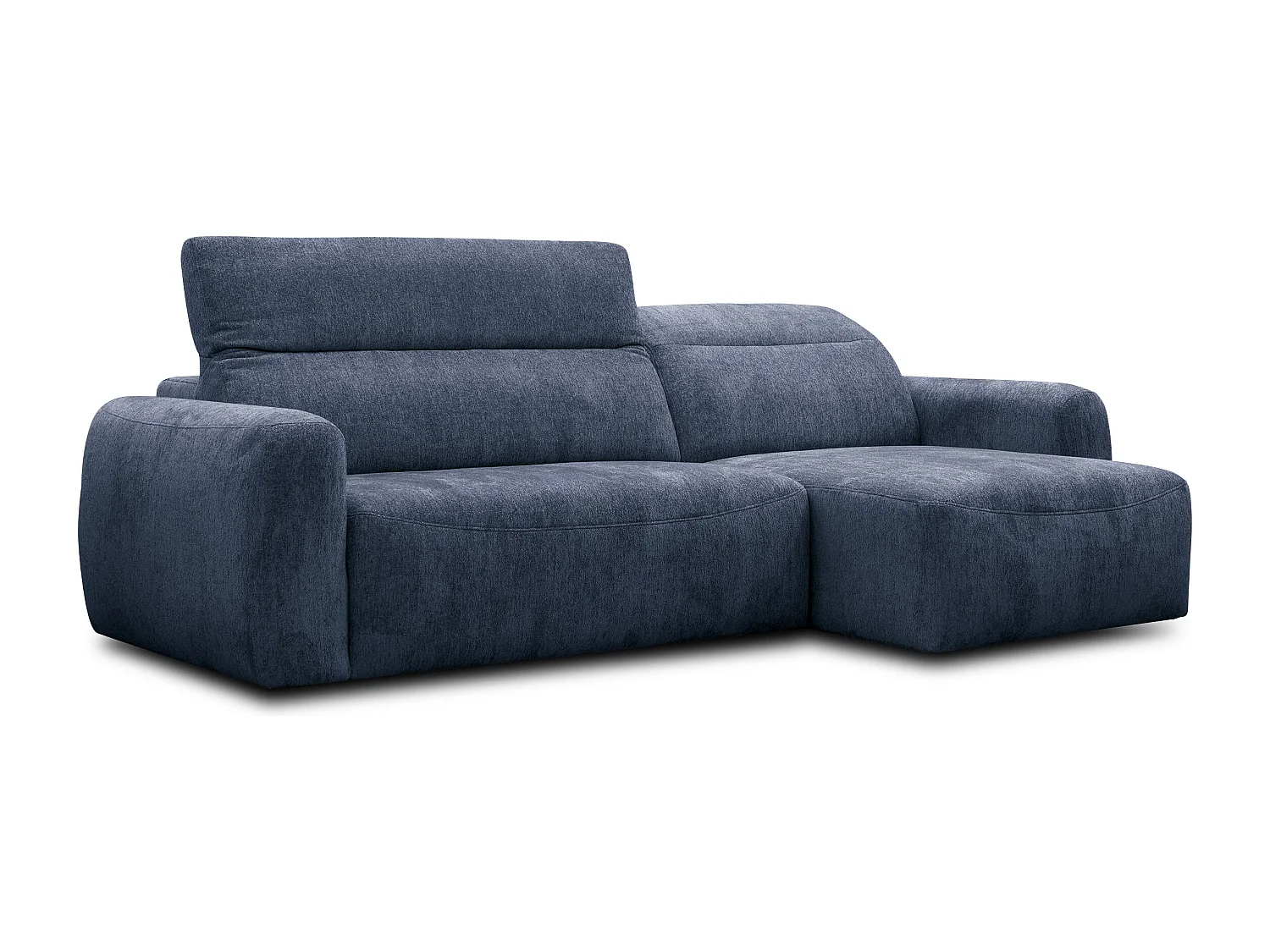 Canapé d'angle 4 places NERO, tissu bleu marine
