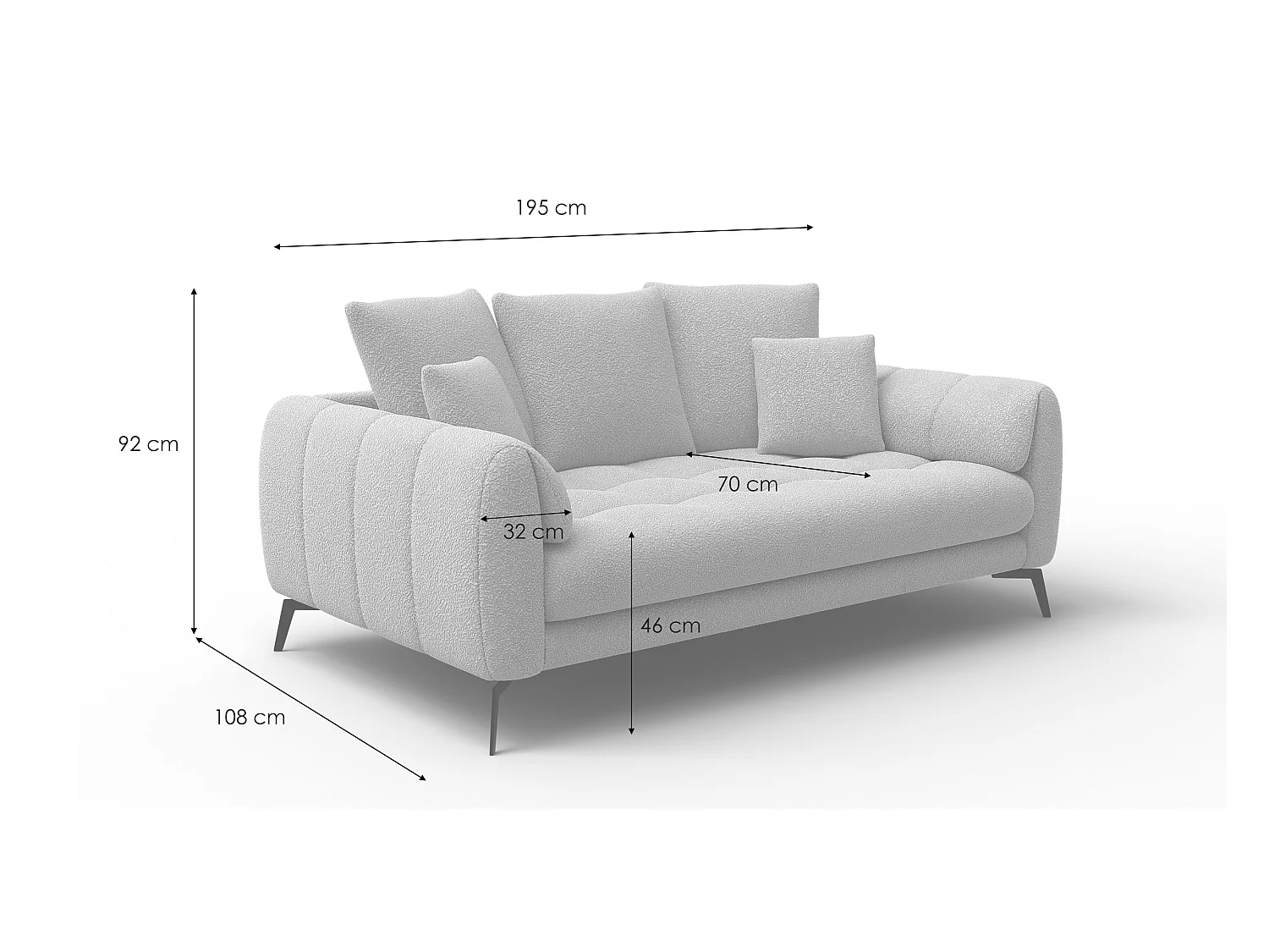 Canapé 2,5 places CALME, tissu beige