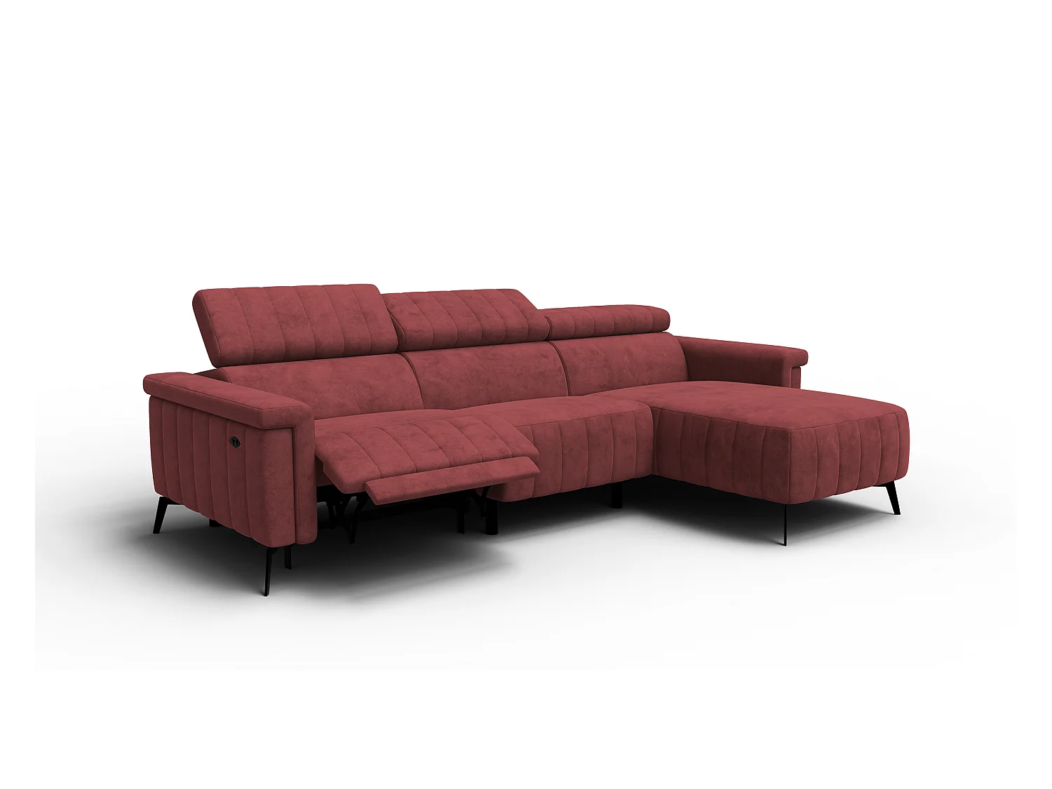 Canapé d'angle 4 places NORDEL, tissu bordeaux