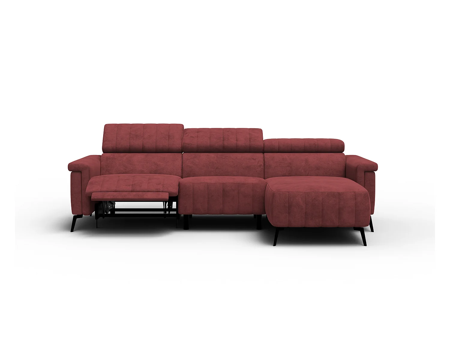 Canapé d'angle 4 places NORDEL, tissu bordeaux