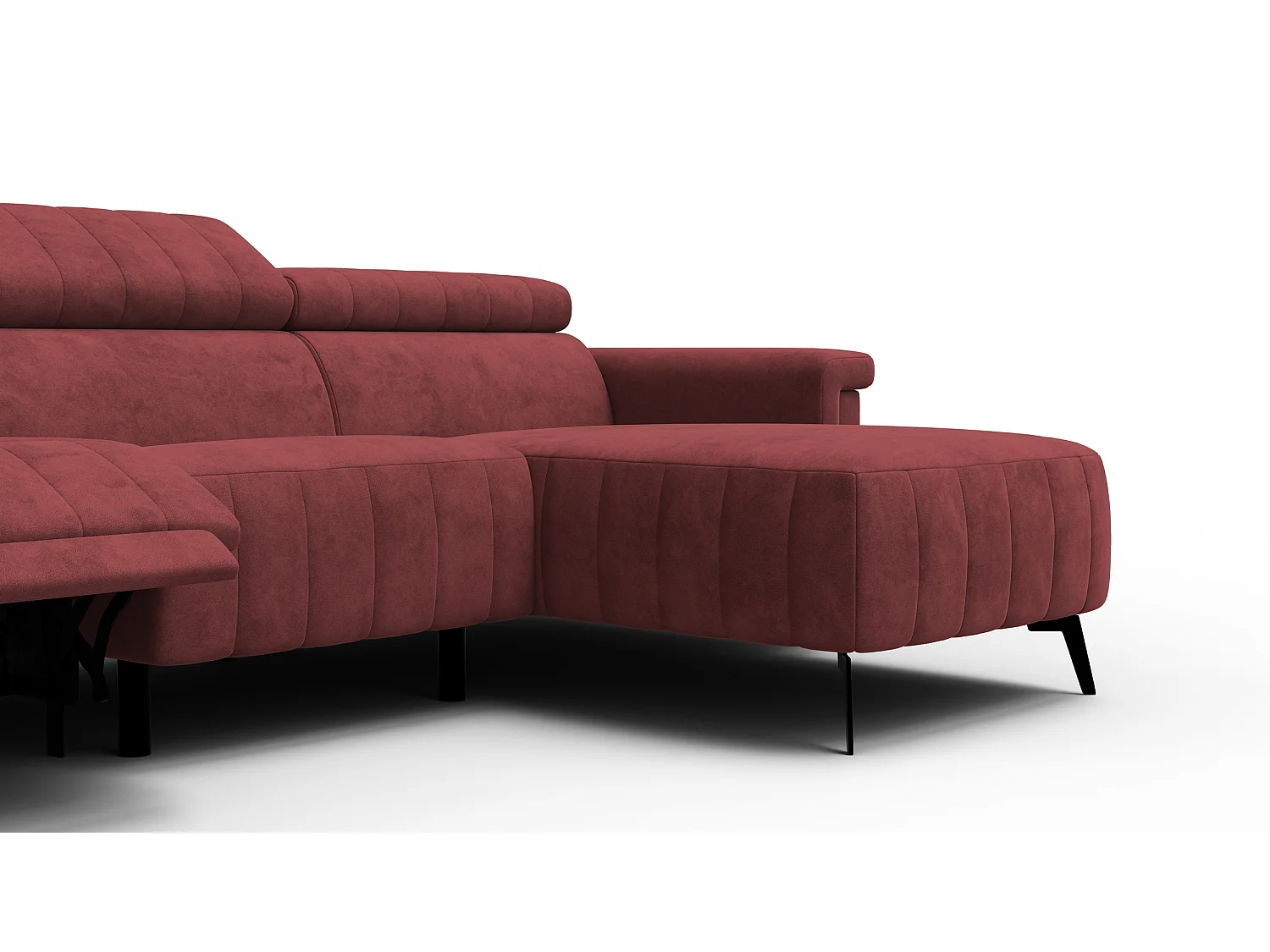 Canapé d'angle 4 places NORDEL, tissu bordeaux