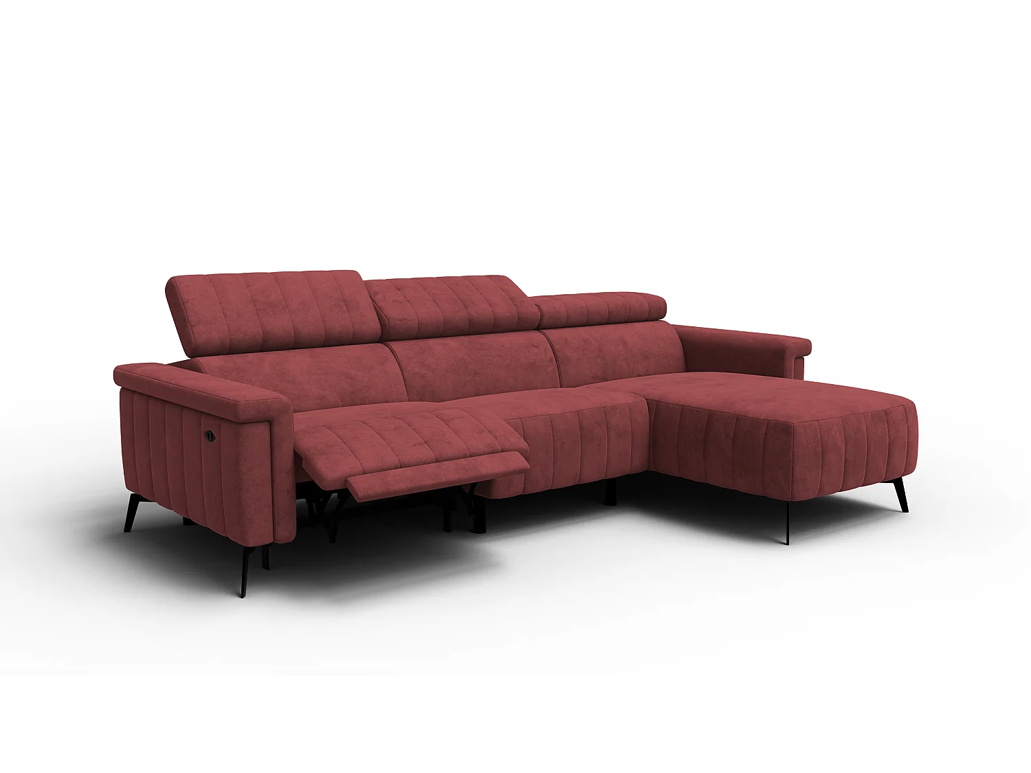 Canapé d'angle 4 places NORDEL, tissu bordeaux
