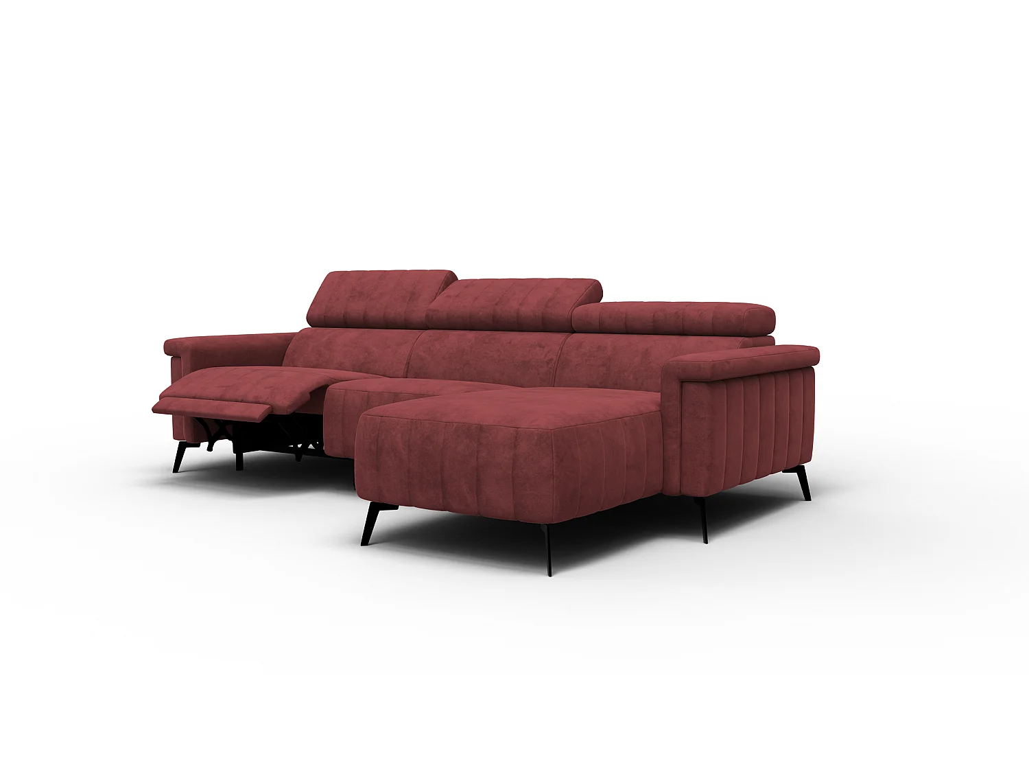 Canapé d'angle 4 places NORDEL, tissu bordeaux