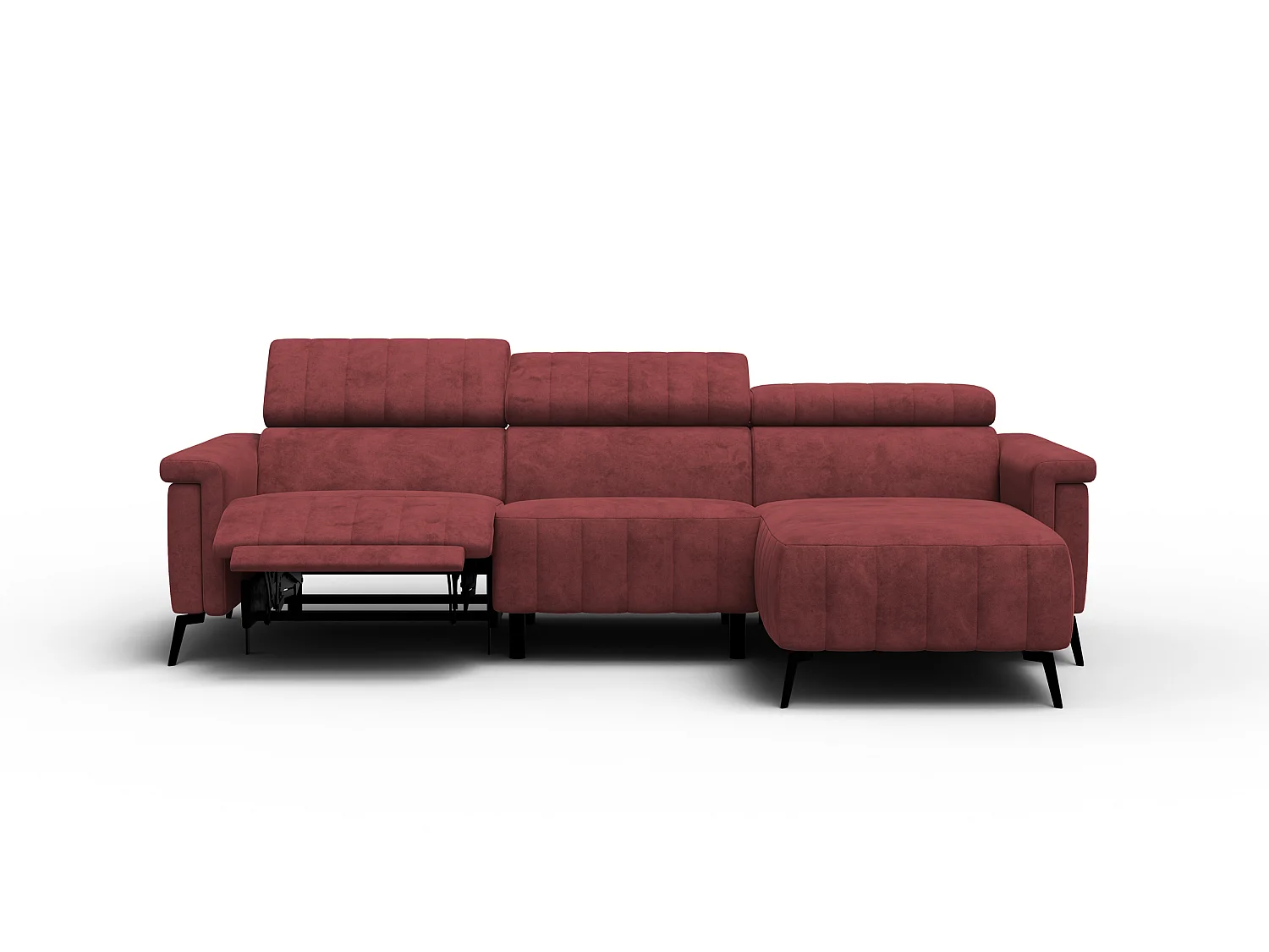 Canapé d'angle 4 places NORDEL, tissu bordeaux