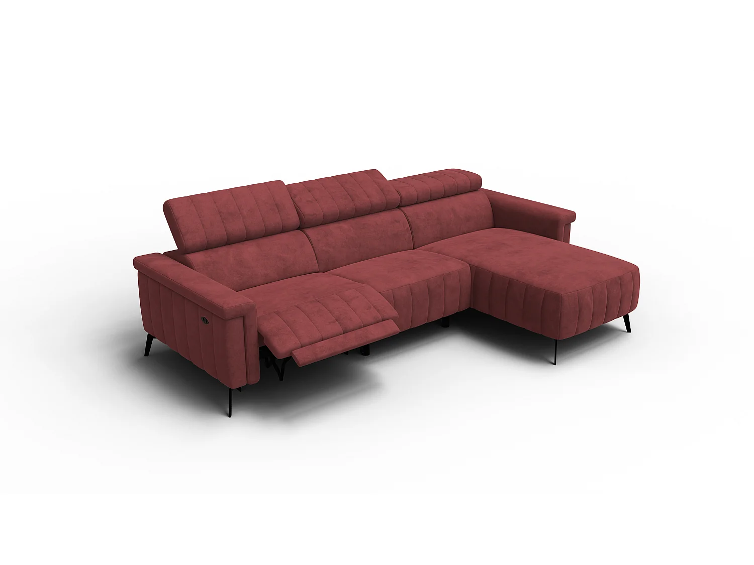 Canapé d'angle 4 places NORDEL, tissu bordeaux