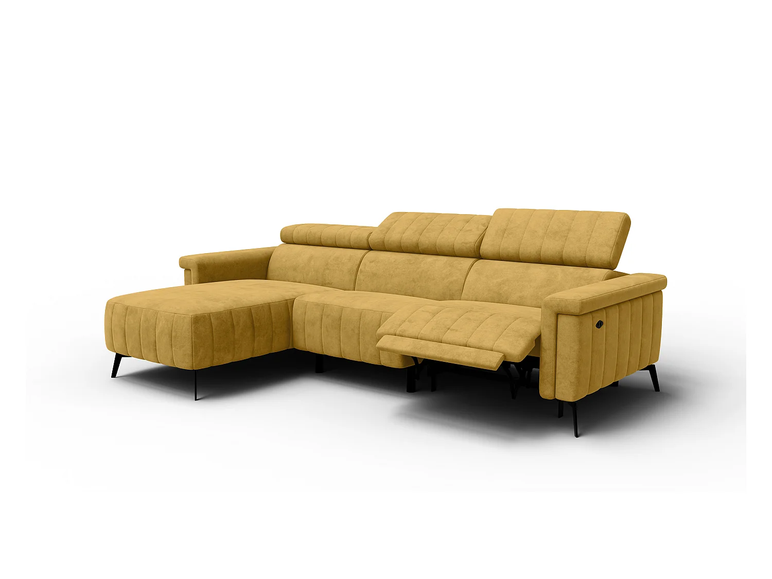 Canapé d'angle 4 places NORDEL, tissu moutarde