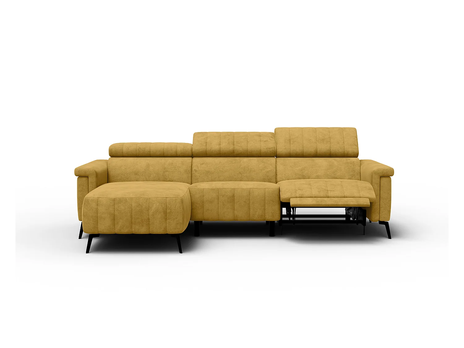 Canapé d'angle 4 places NORDEL, tissu moutarde