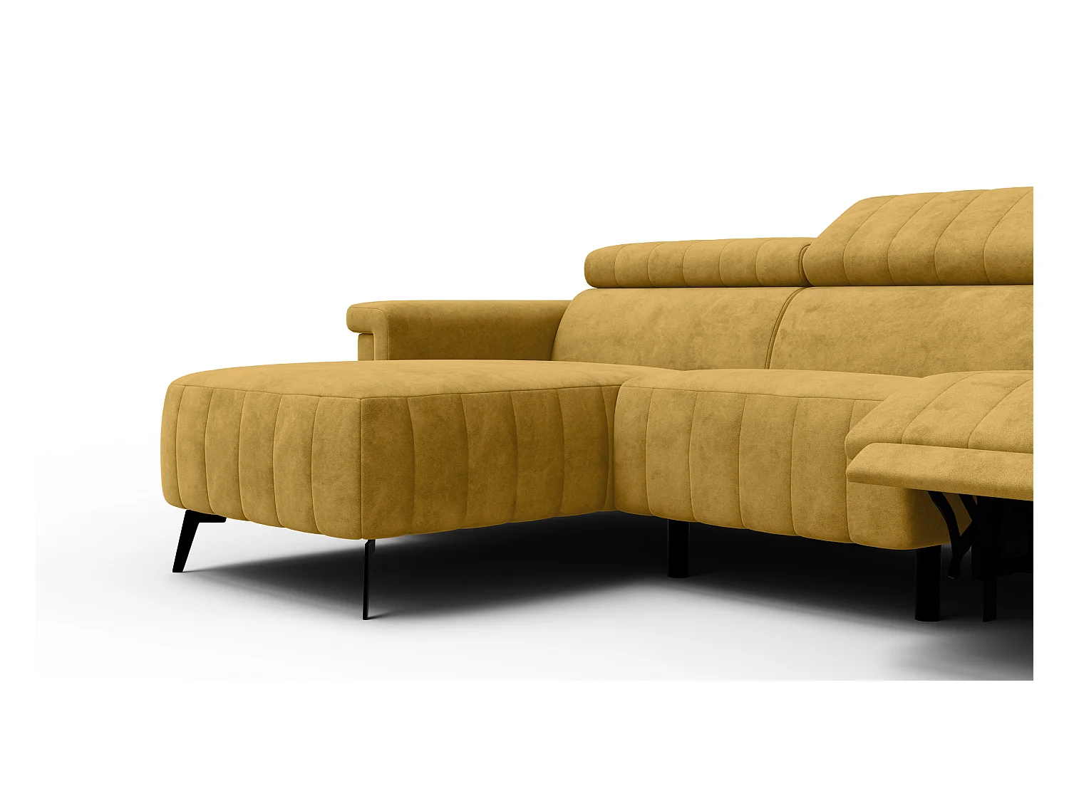 Canapé d'angle 4 places NORDEL, tissu moutarde
