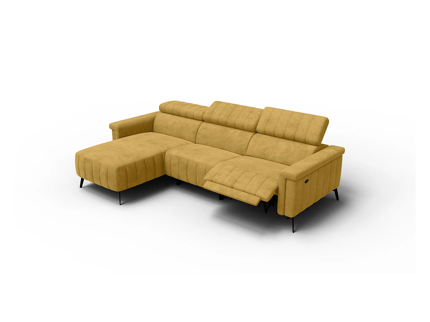 Canapé d'angle 4 places NORDEL, tissu moutarde