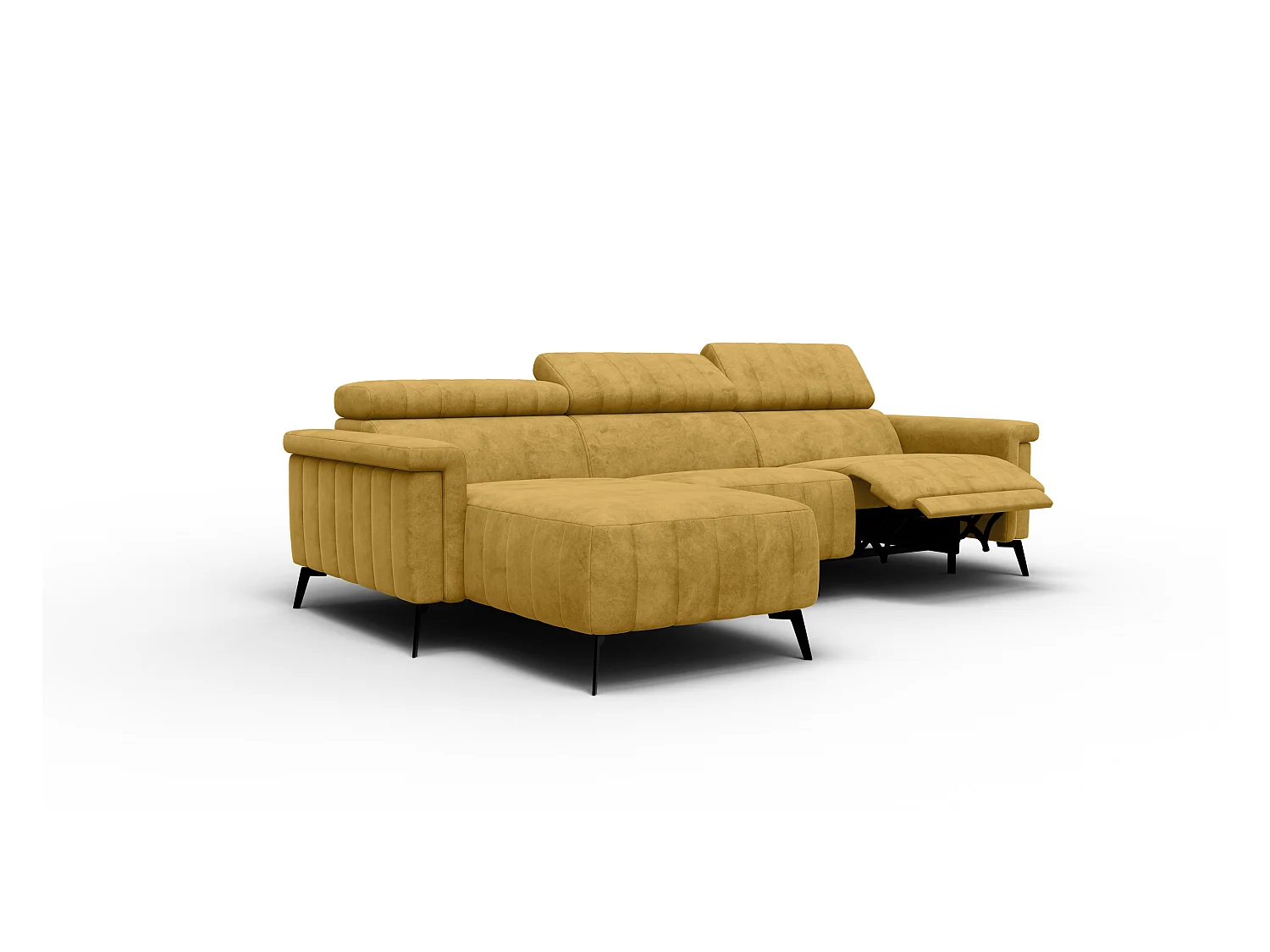 Canapé d'angle 4 places NORDEL, tissu moutarde