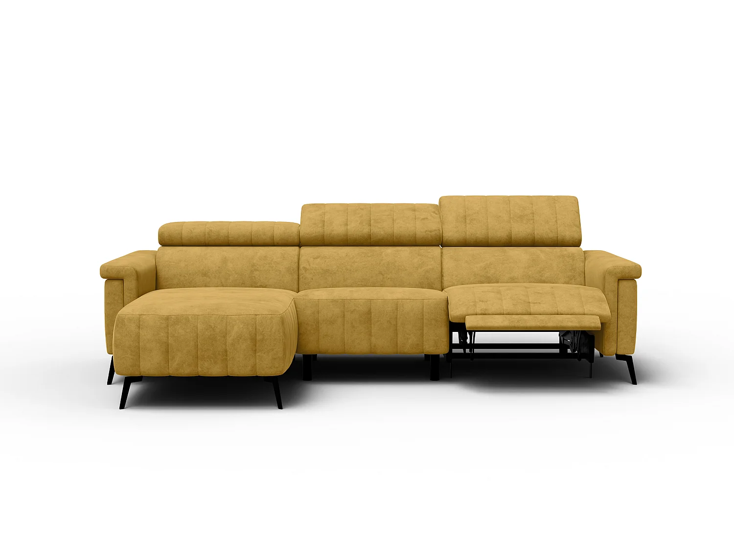 Canapé d'angle 4 places NORDEL, tissu moutarde