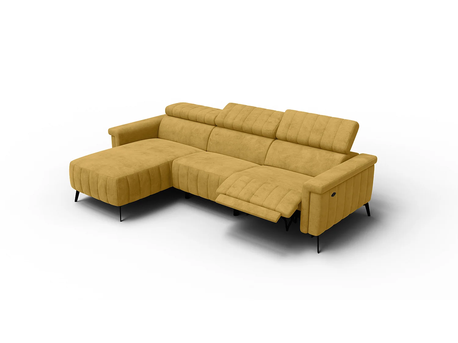 Canapé d'angle 4 places NORDEL, tissu moutarde