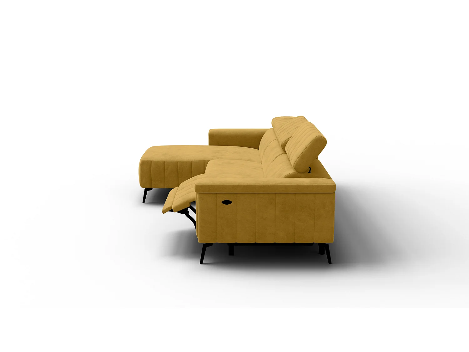 Canapé d'angle 4 places NORDEL, tissu moutarde