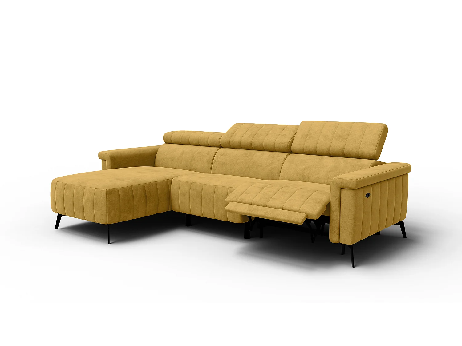 Canapé d'angle 4 places NORDEL, tissu moutarde