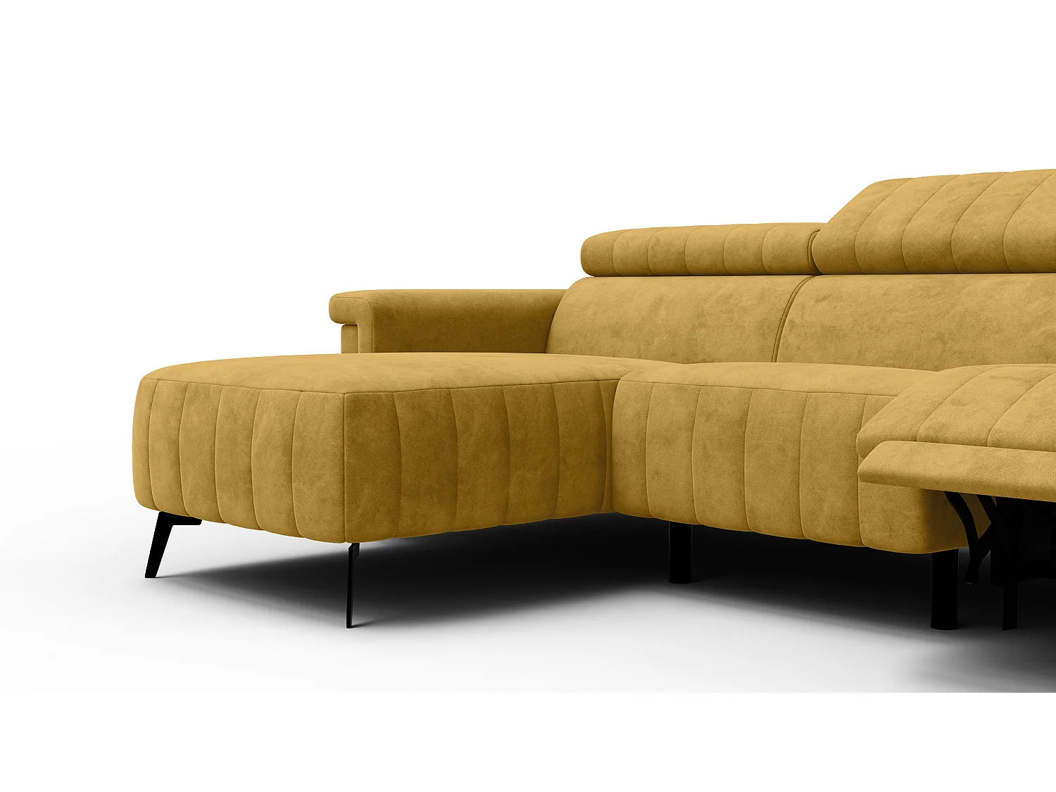 Canapé d'angle 4 places NORDEL, tissu moutarde