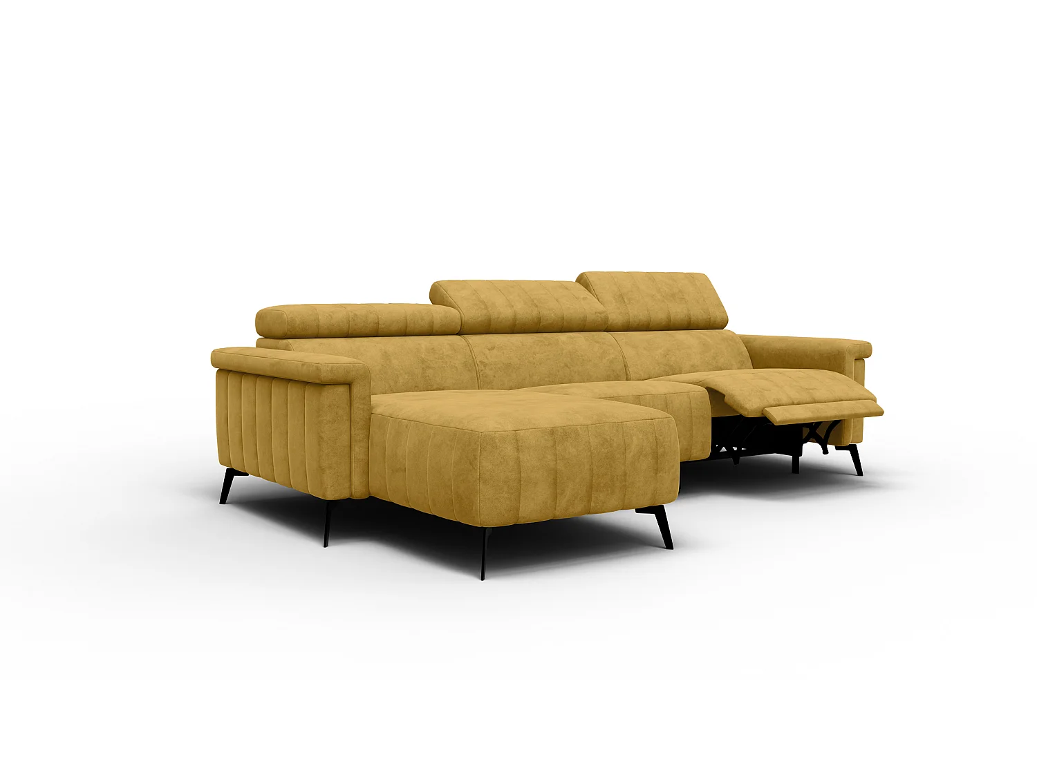 Canapé d'angle 4 places NORDEL, tissu moutarde