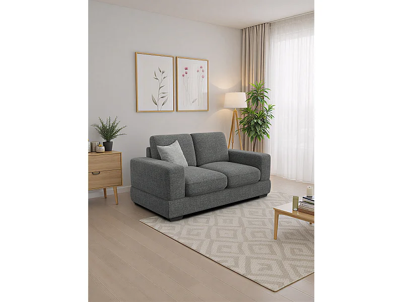 Canapé 2 places OTTO, tissu anthracite