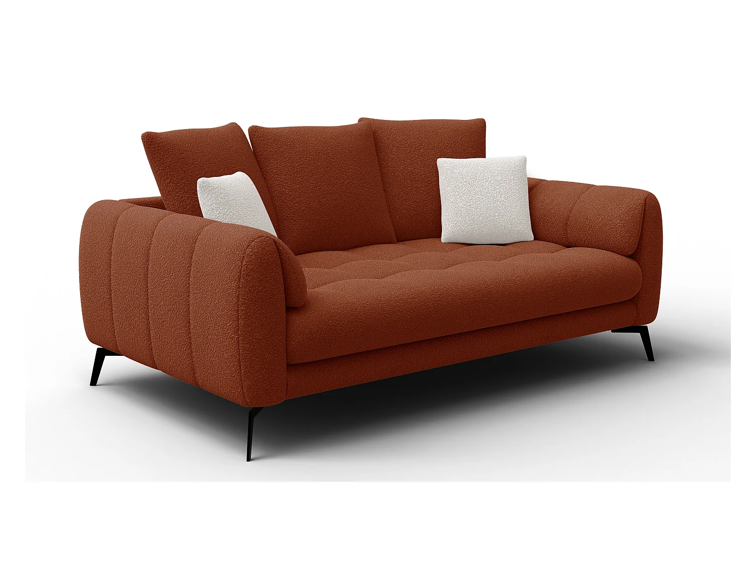 Canapé 2,5 places CALME, tissu orange foncé