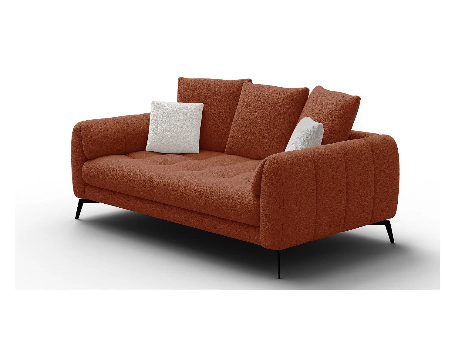 Canapé 2,5 places CALME, tissu orange foncé