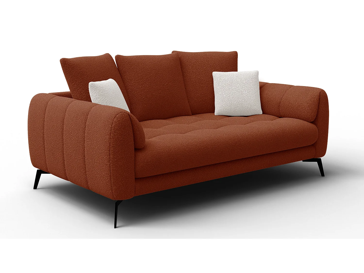 Canapé 2,5 places CALME, tissu orange foncé