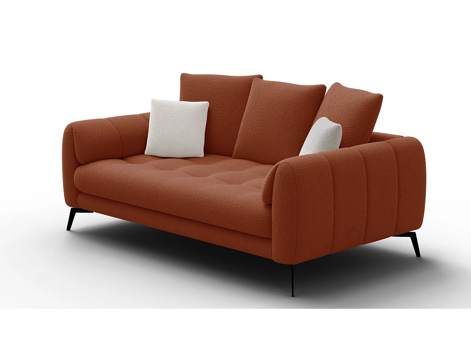 Canapé 2,5 places CALME, tissu orange foncé