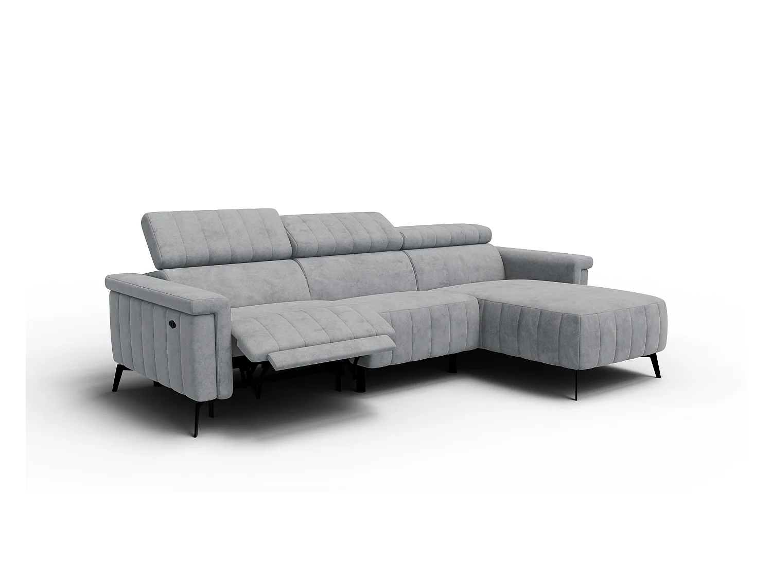 Canapé d'angle 4 places NORDEL, tissu gris