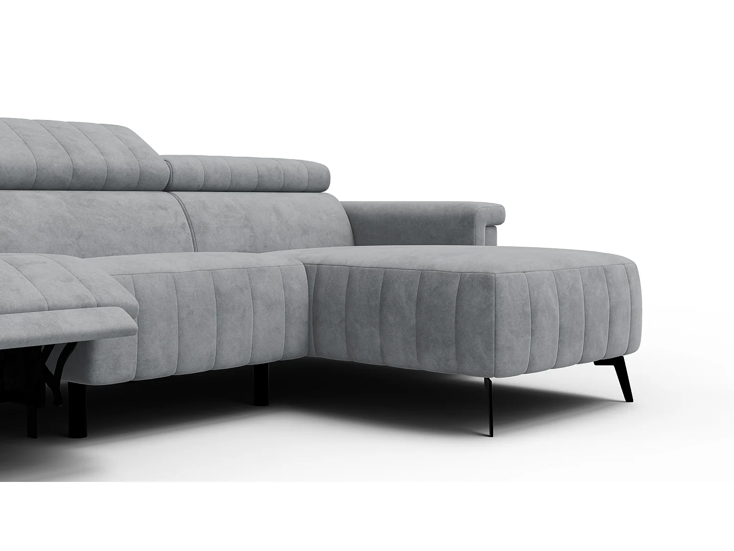 Canapé d'angle 4 places NORDEL, tissu gris