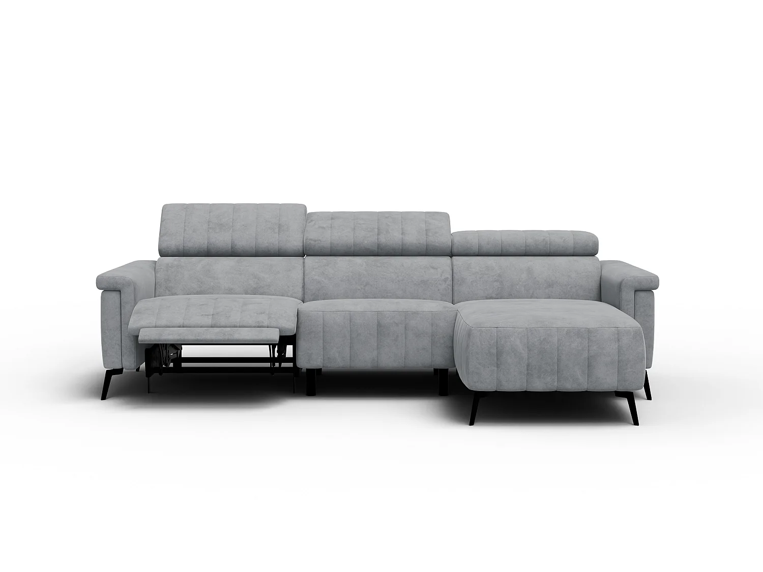 Canapé d'angle 4 places NORDEL, tissu gris