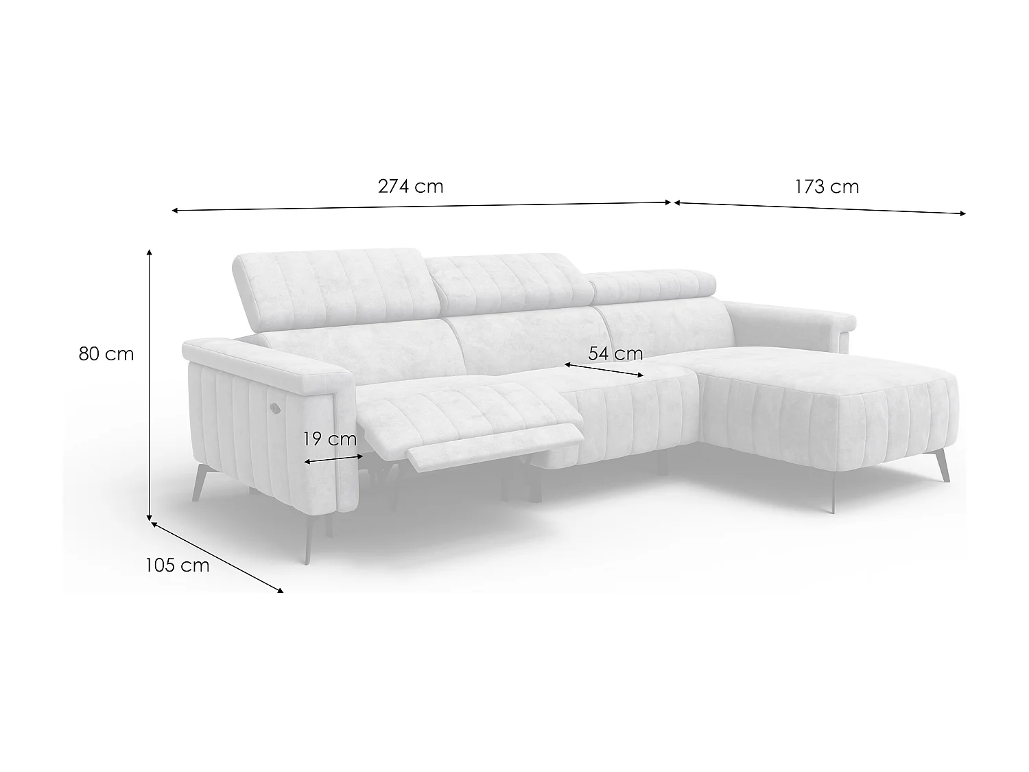 Ecksofa 4-Sitzer NORDEL, grau