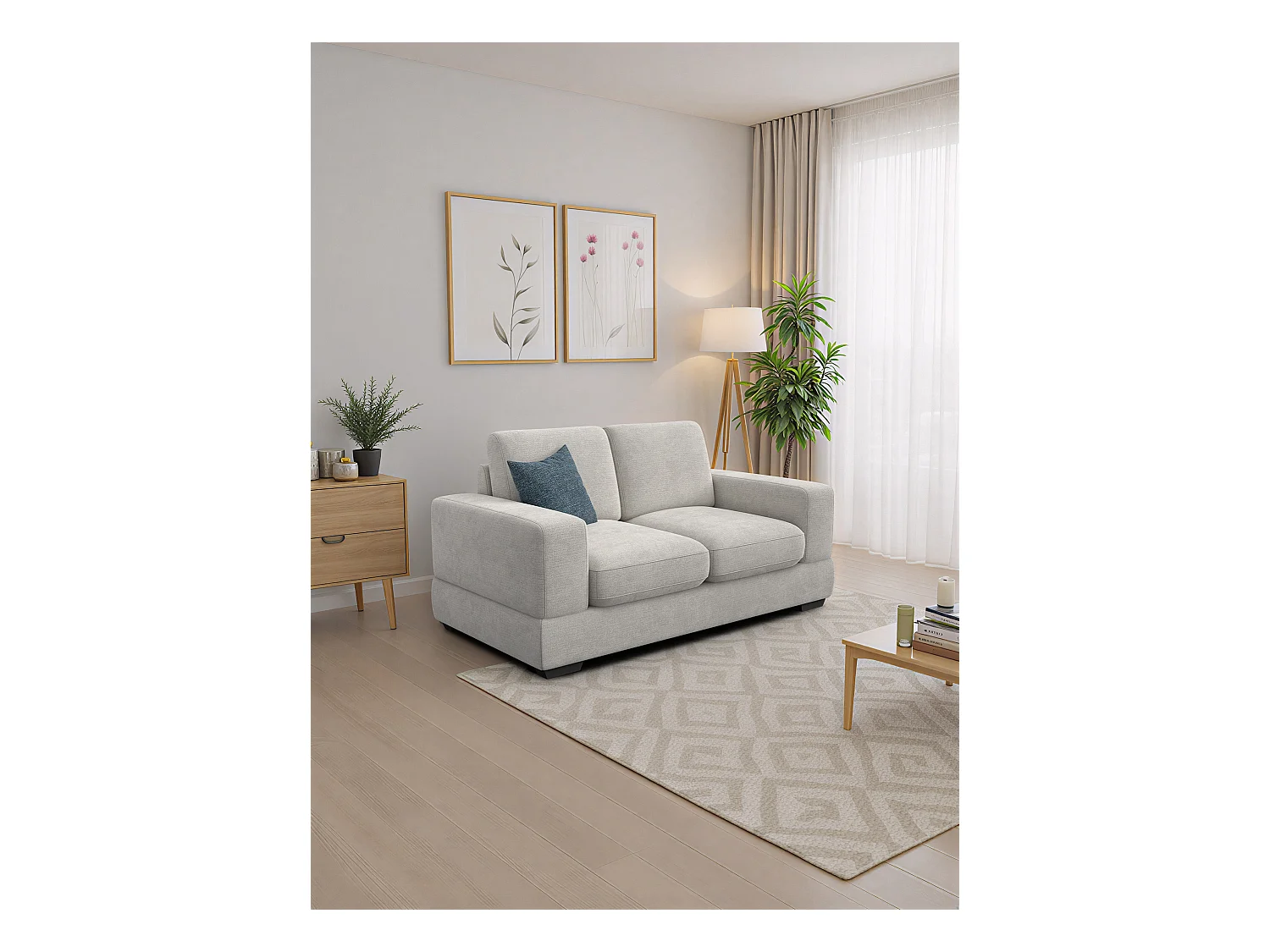 Canapé 2 places OTTO, tissu crème