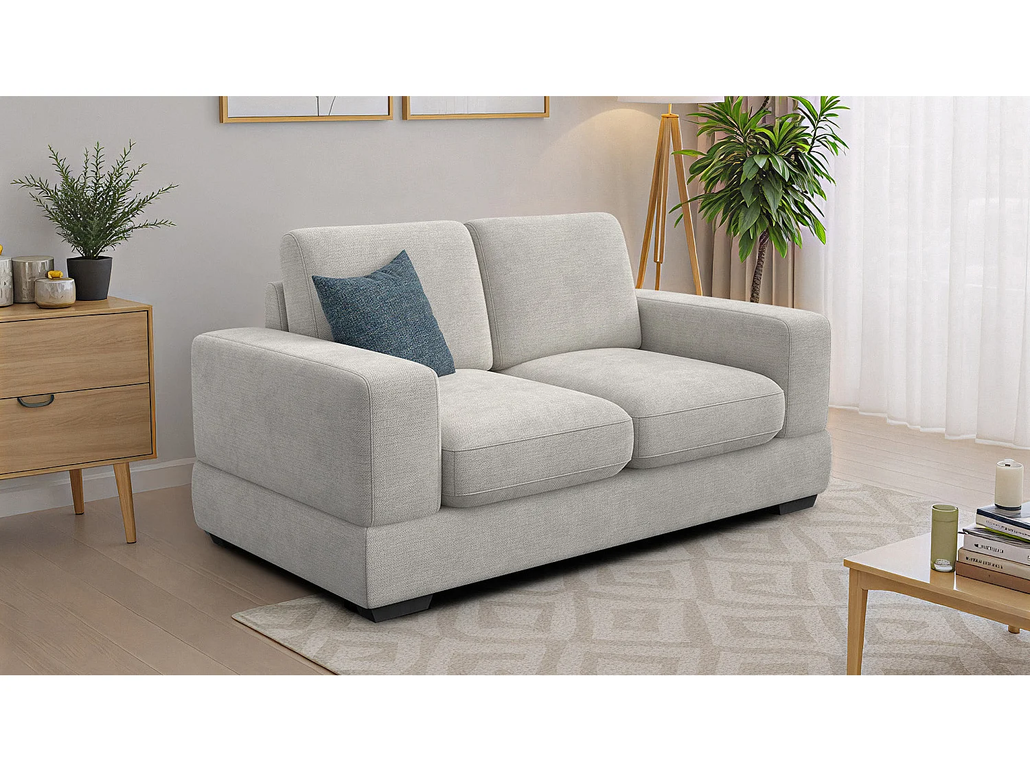 Canapé 2 places OTTO, tissu crème